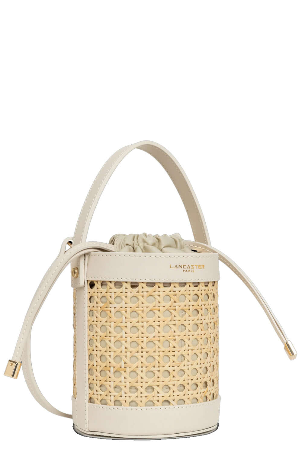 LANCASTER Borsa secchiello in rattan e pelle Uncategorized LANCASTER