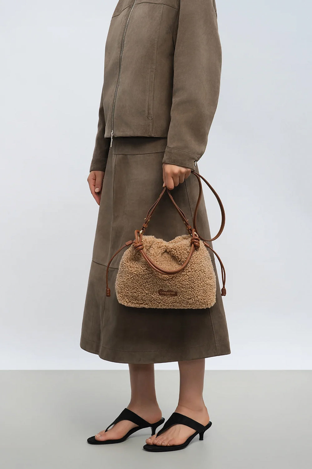 LANCASTER Borsa secchiello effetto teddy