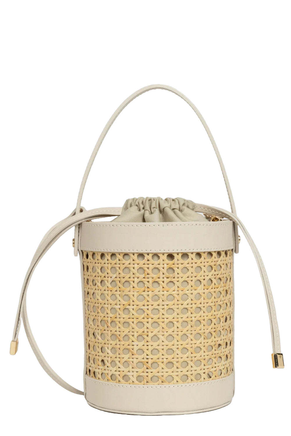 LANCASTER Secchiello in canna di rattan con dettagli in pelle