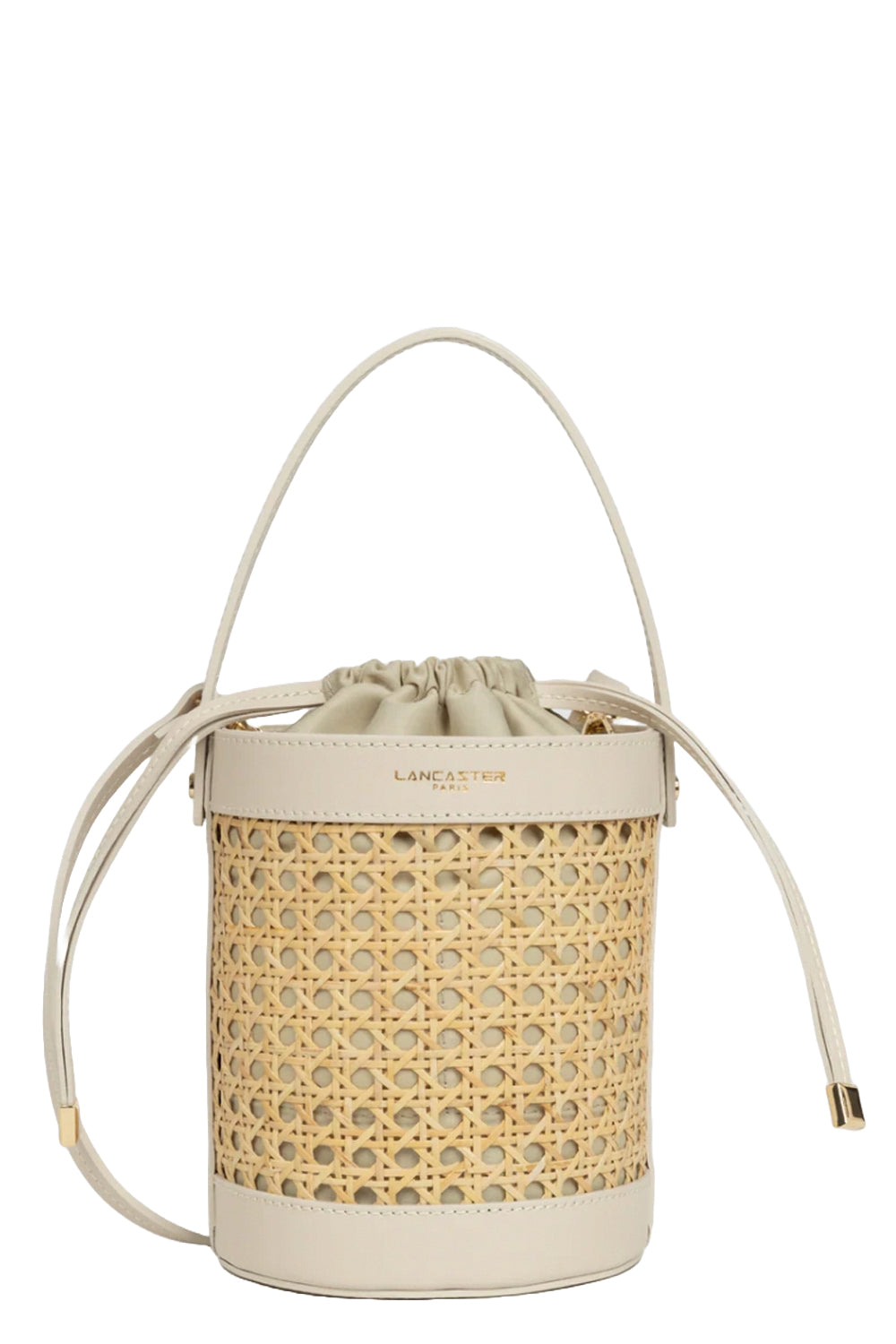 LANCASTER Secchiello in canna di rattan con dettagli in pelle