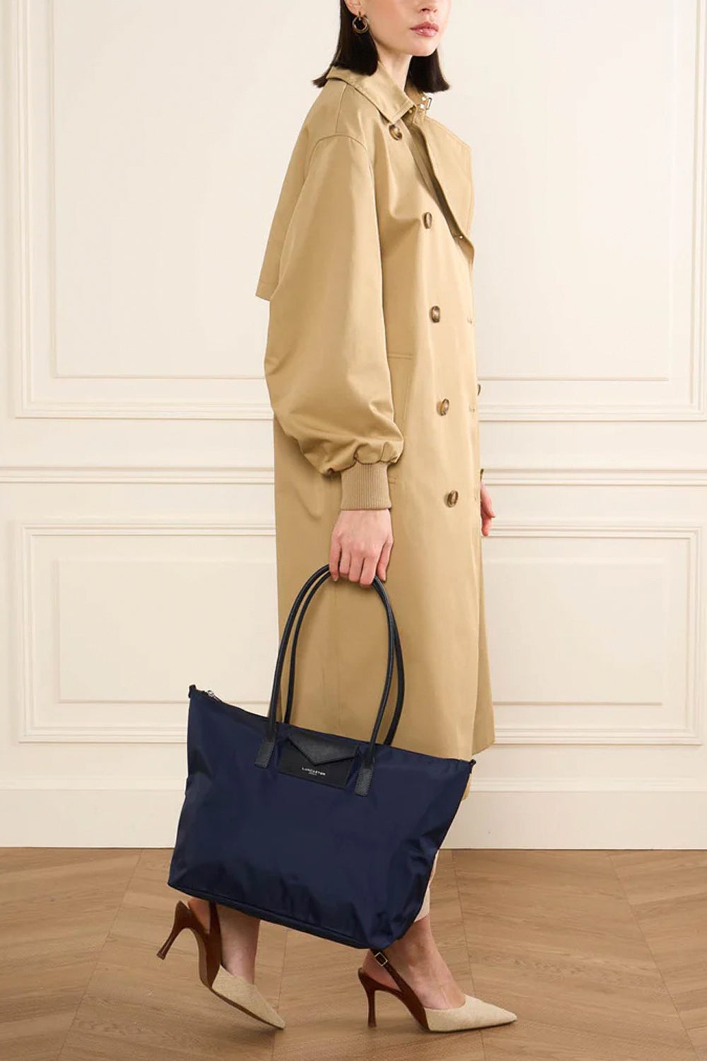 LANCASTER Shopper in nylon con inserti in pelle