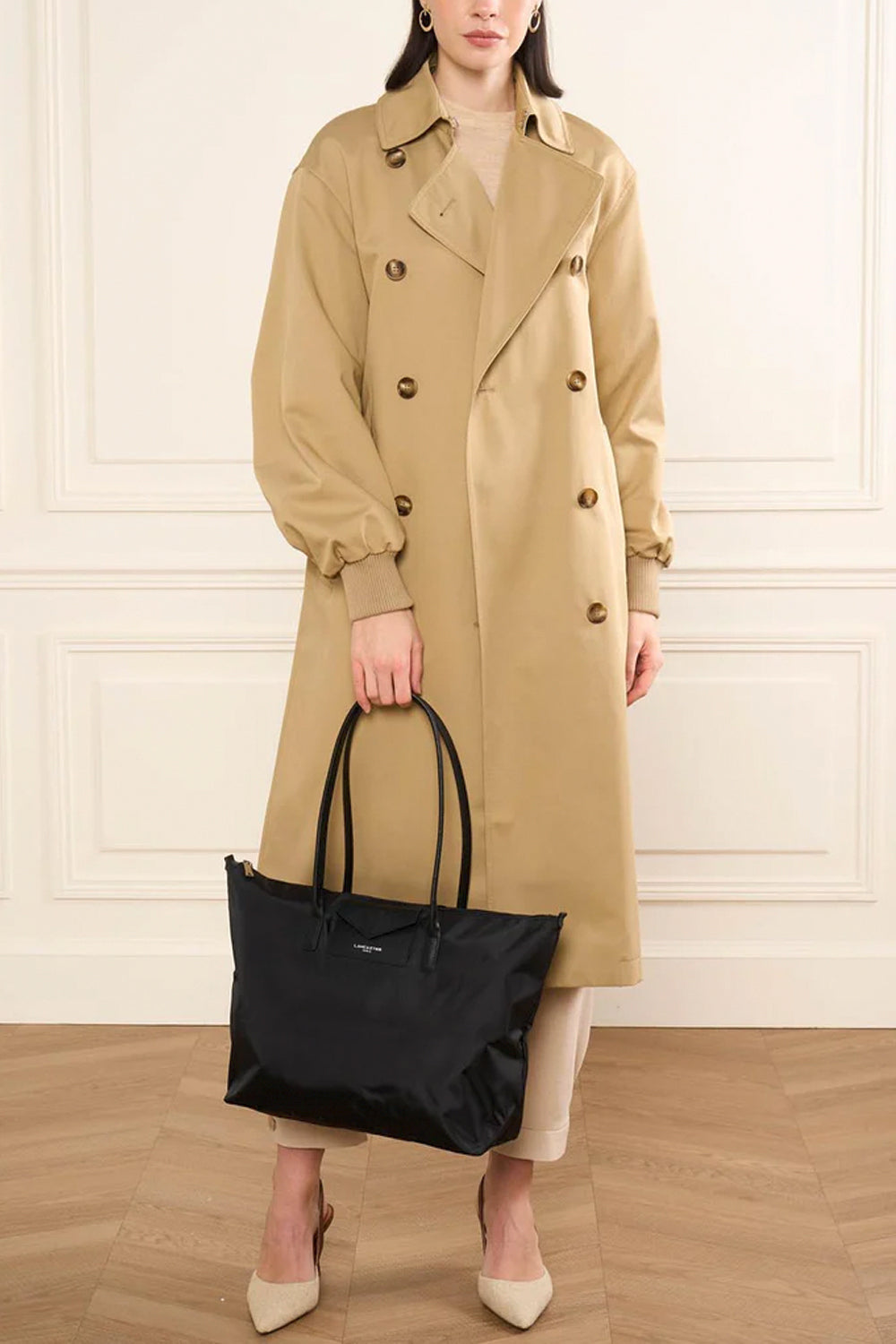 LANCASTER Shopper in nylon con inserti in pelle