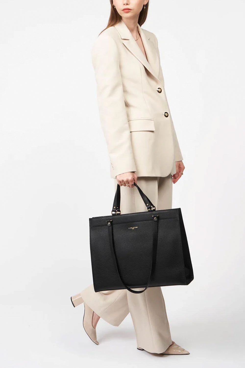 LANCASTER Tote bag grande in pelle gramulata