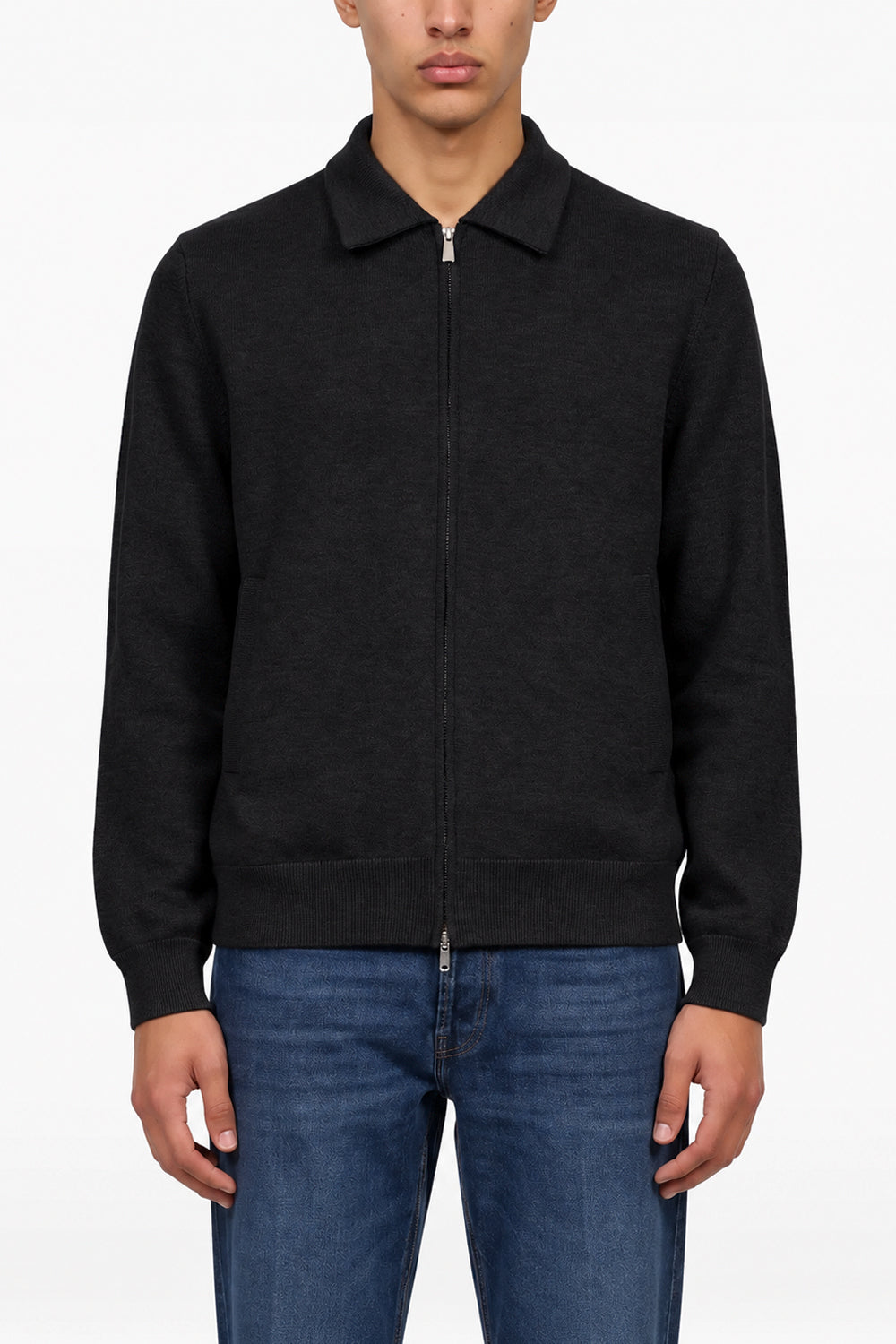 LARDINI Bomber in maglia con zip e tasche oblique