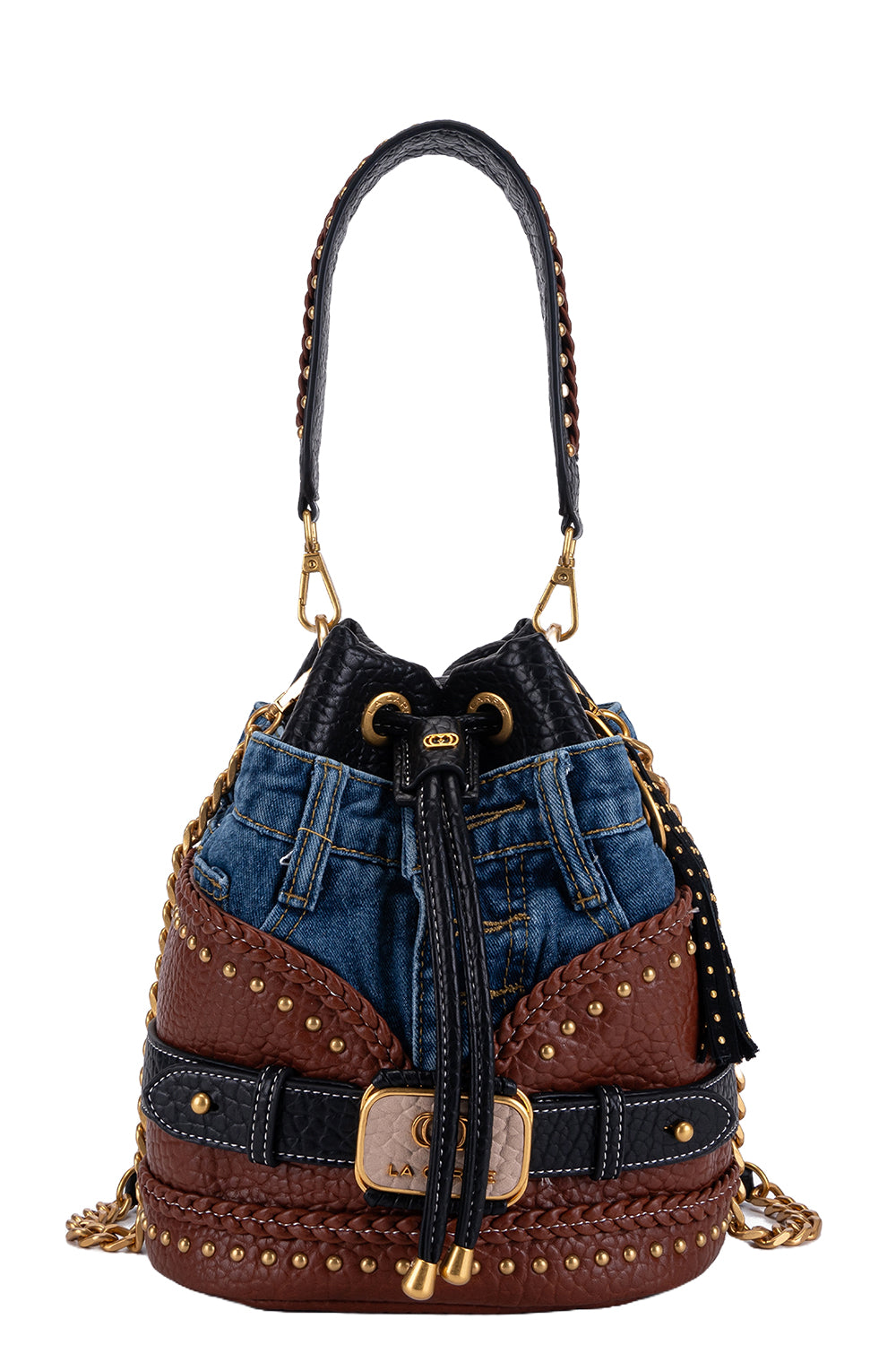 LA CARRIE Secchiello Bagghy in denim ed ecopelle
