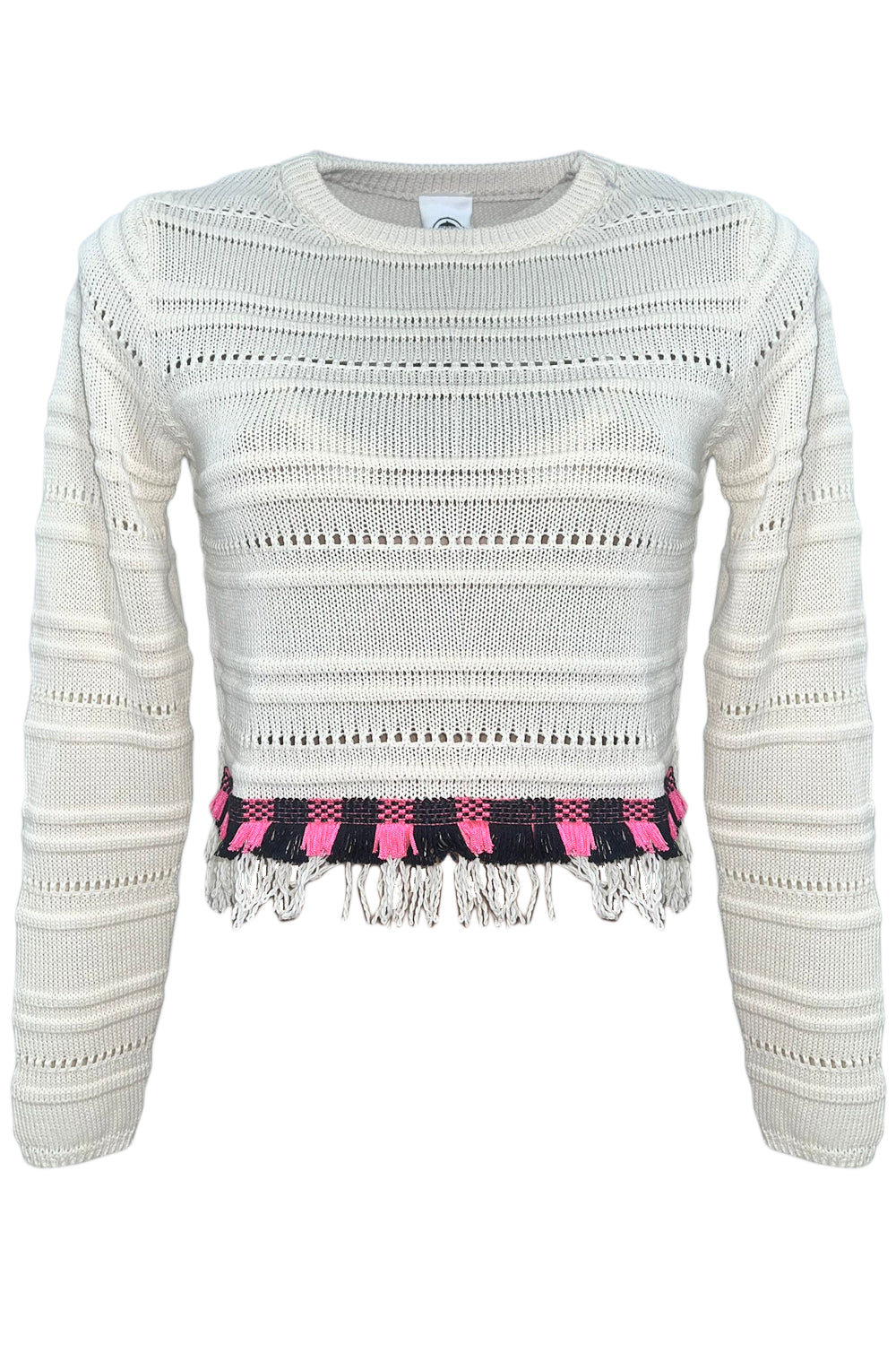 LE VOLIERE Maglia in cotone con frange LE VOLIERE