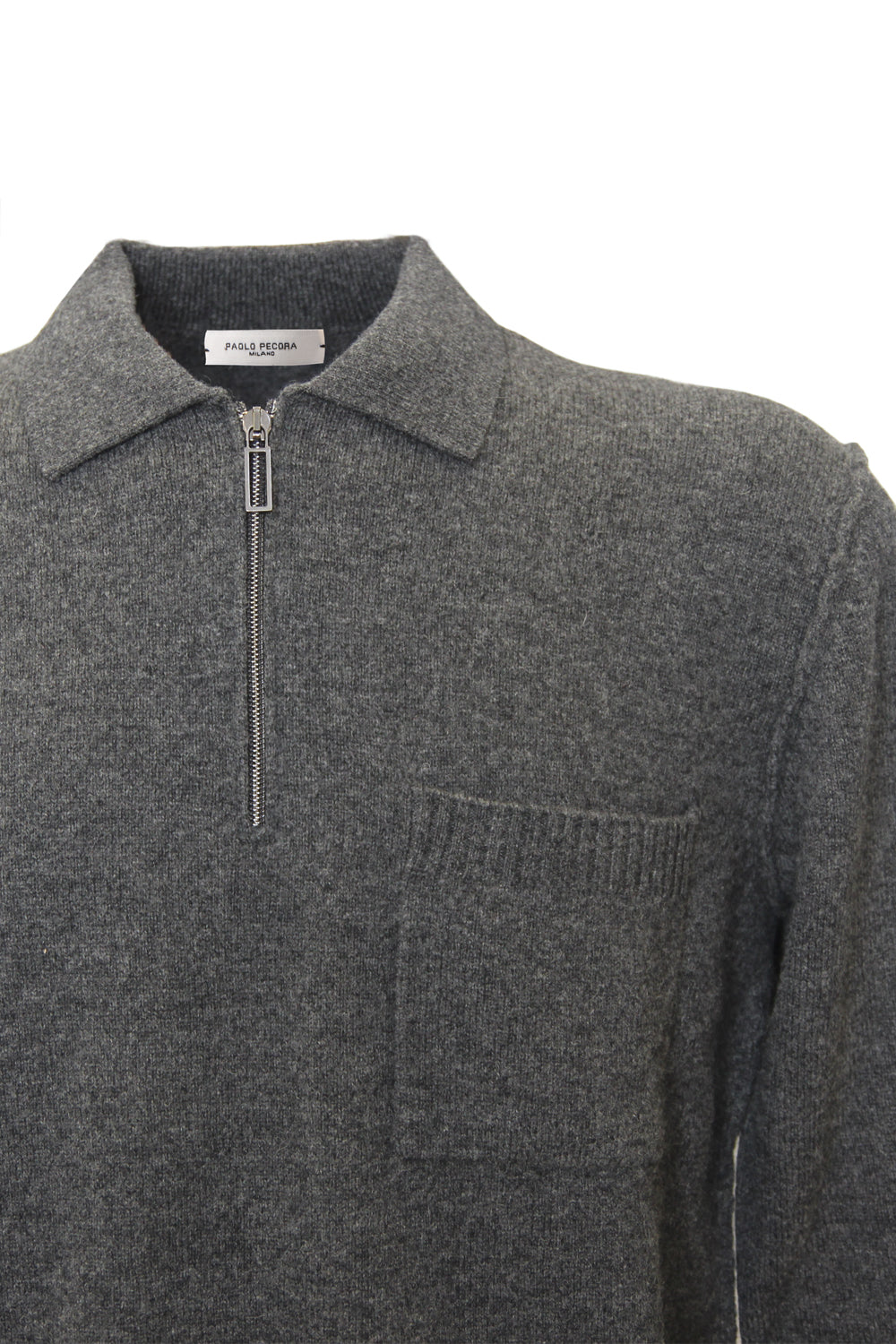 PAOLO PECORA Maglia in lana con zip e taschino