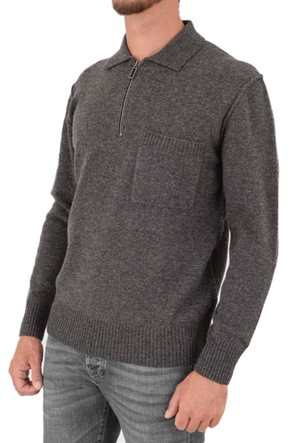 PAOLO PECORA Maglia in lana con zip e taschino