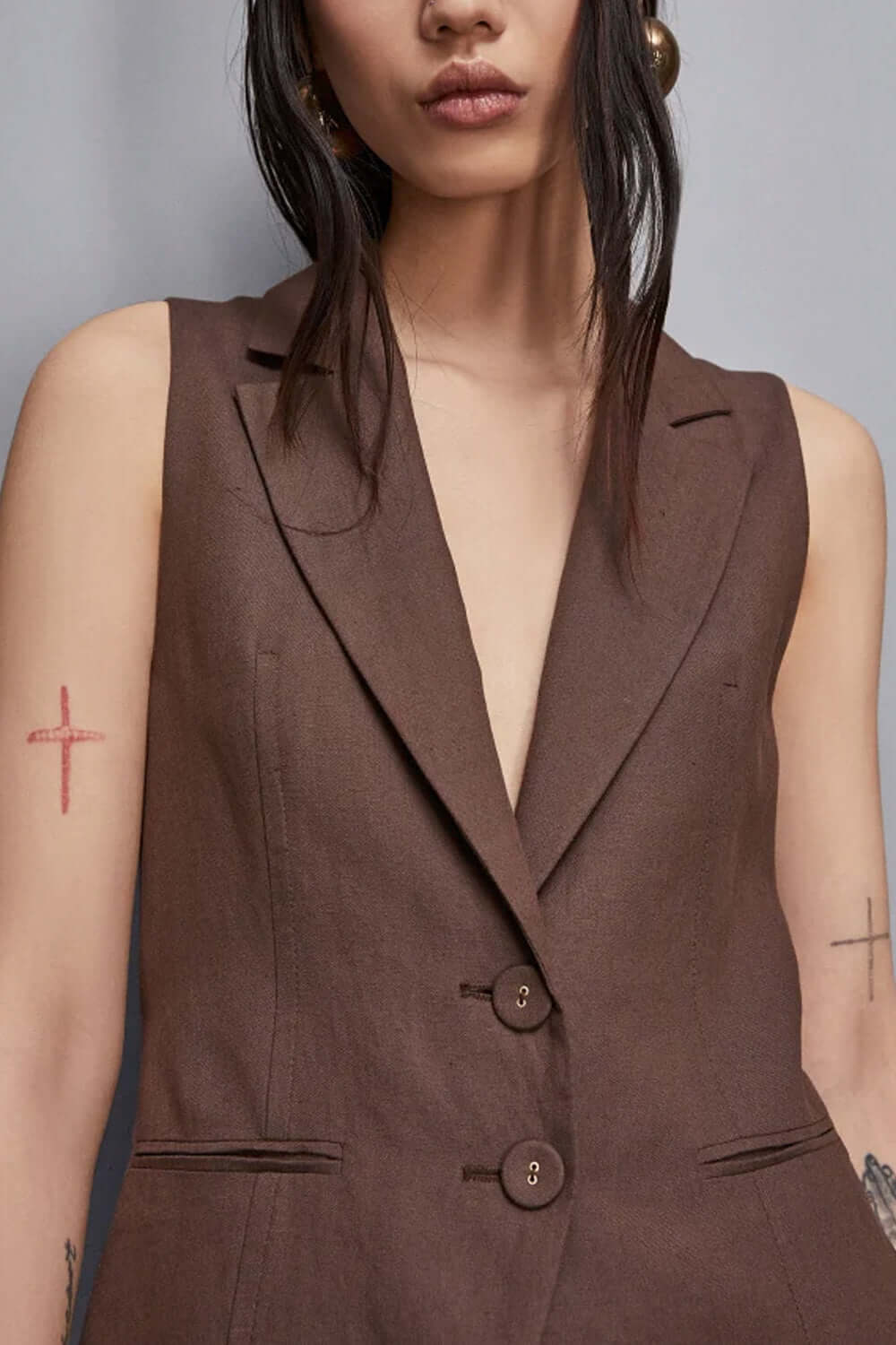 PATRIZIA PEPE Gilet in viscosa e lino Essential Uncategorized PATRIZIA PEPE