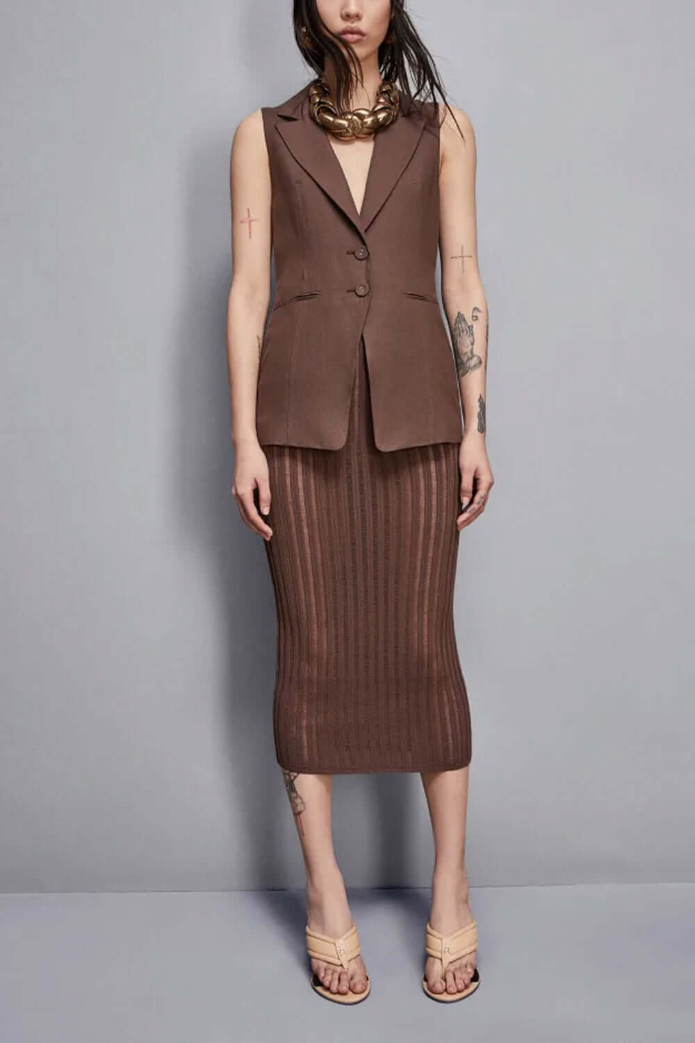 PATRIZIA PEPE Gilet in viscosa e lino Essential Uncategorized PATRIZIA PEPE