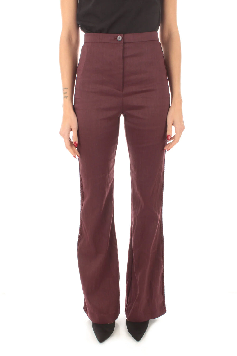 PATRIZIA PEPE Pantalone con inserti crochet PATRIZIA PEPE