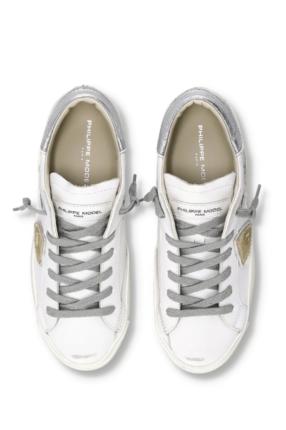 PHILIPPE MODEL Sneakers Prsx Donna Bianco Argento Metallizzato