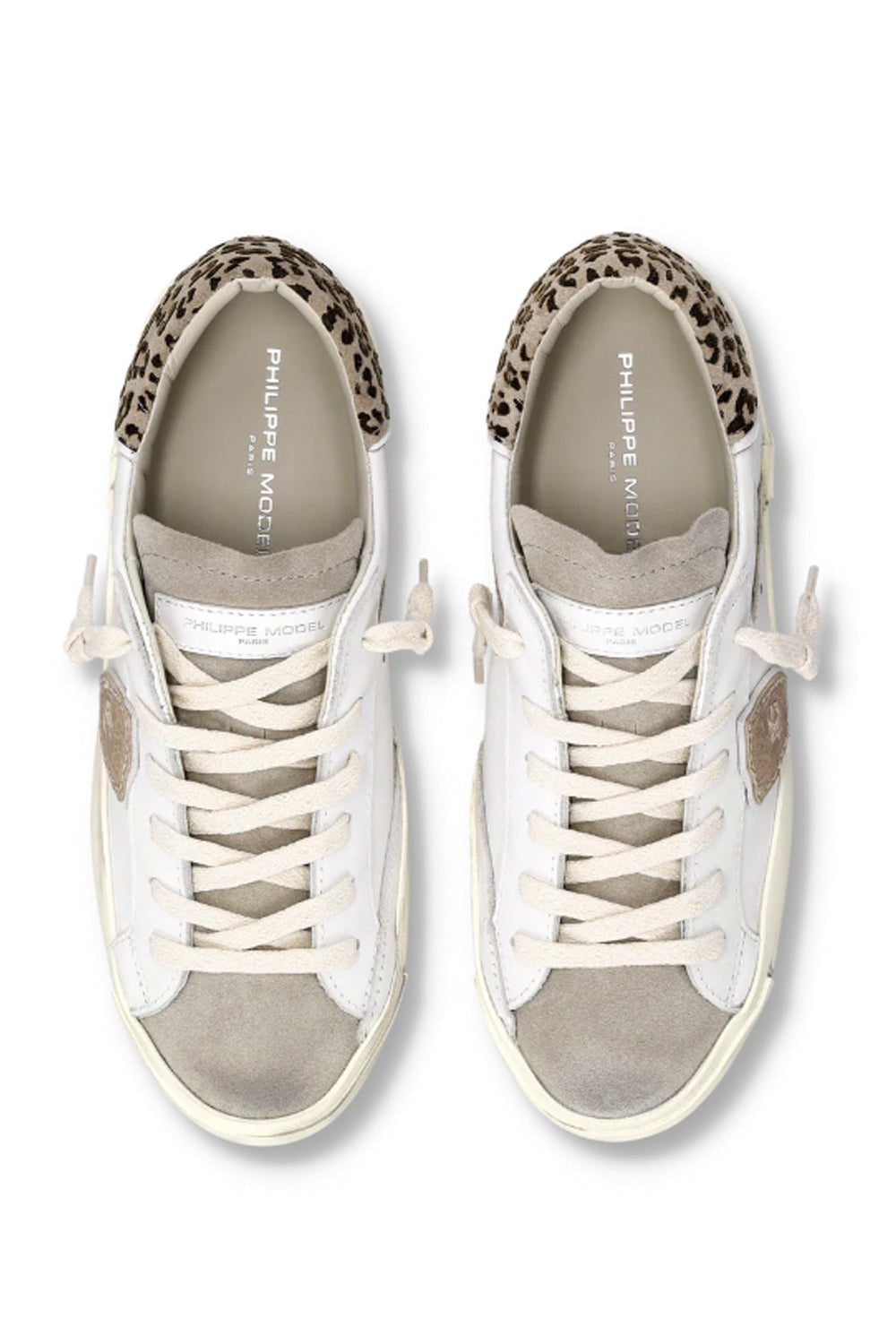 PHILIPPE MODEL Sneakers Prsx Donna Bianco Fango Stampa Animalier
