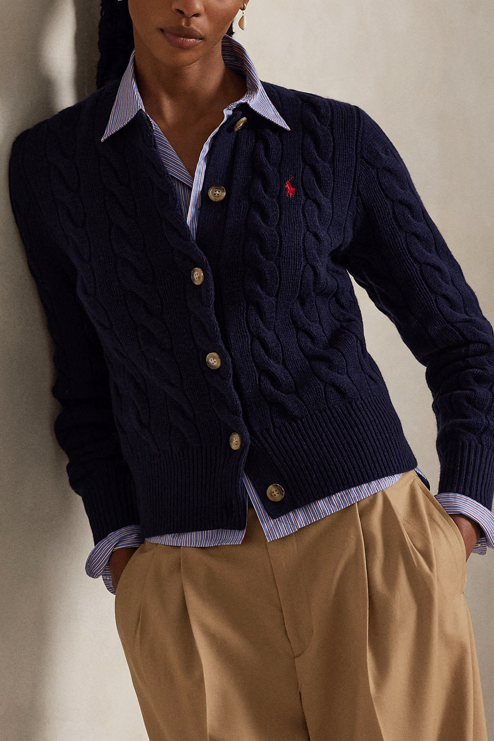 POLO RALPH LAUREN Cardigan a trecce in lana e cashmere