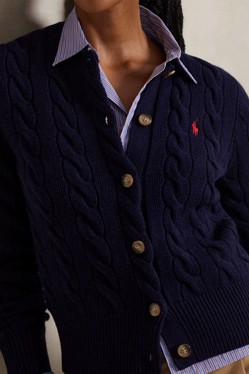 POLO RALPH LAUREN Cardigan a trecce in lana e cashmere