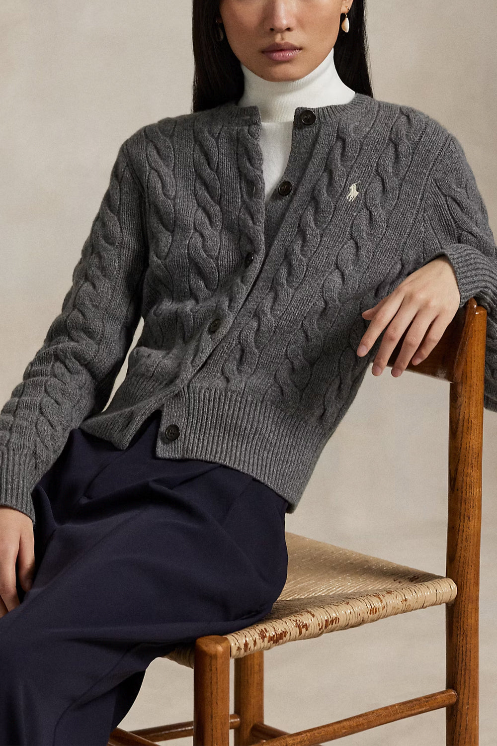 POLO RALPH LAUREN Cardigan a trecce in lana e cashmere