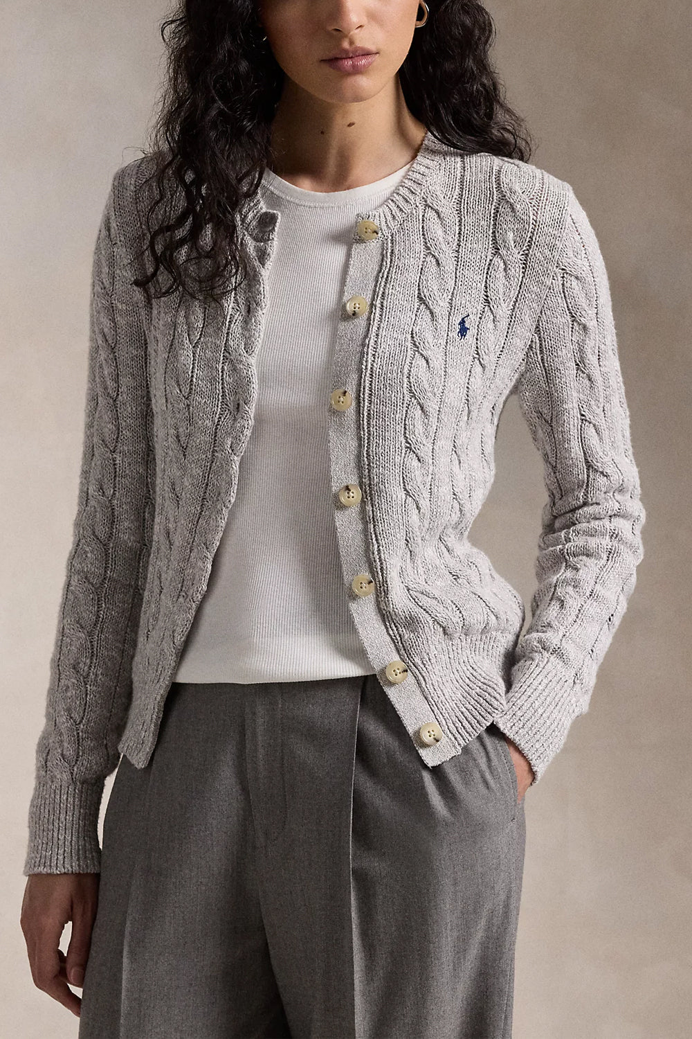 POLO RALPH LAUREN Cardigan in cotone ragg a trecce