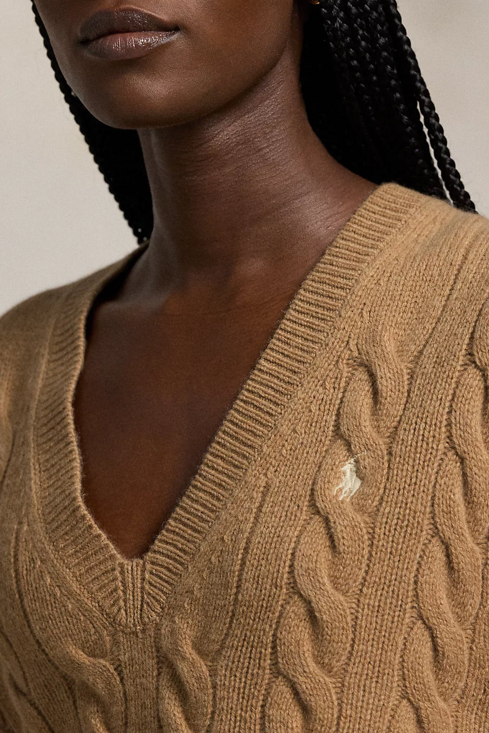 POLO RALPH LAUREN Gilet in lana e cashmere a trecce