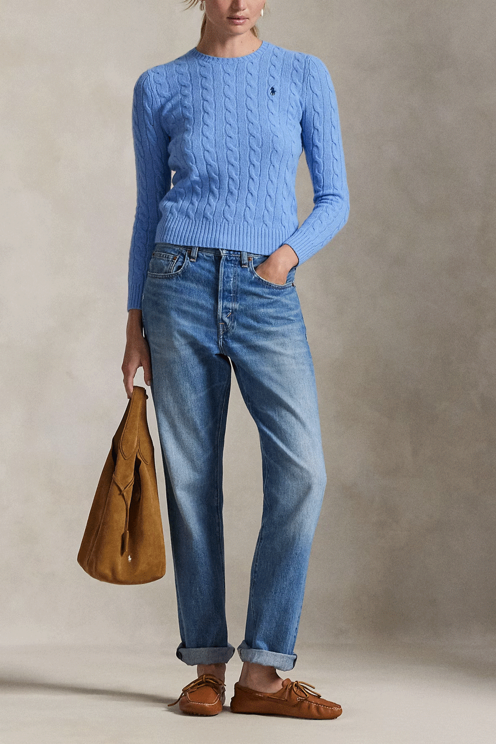 POLO RALPH LAUREN Girocollo in lana e cashmere a trecce