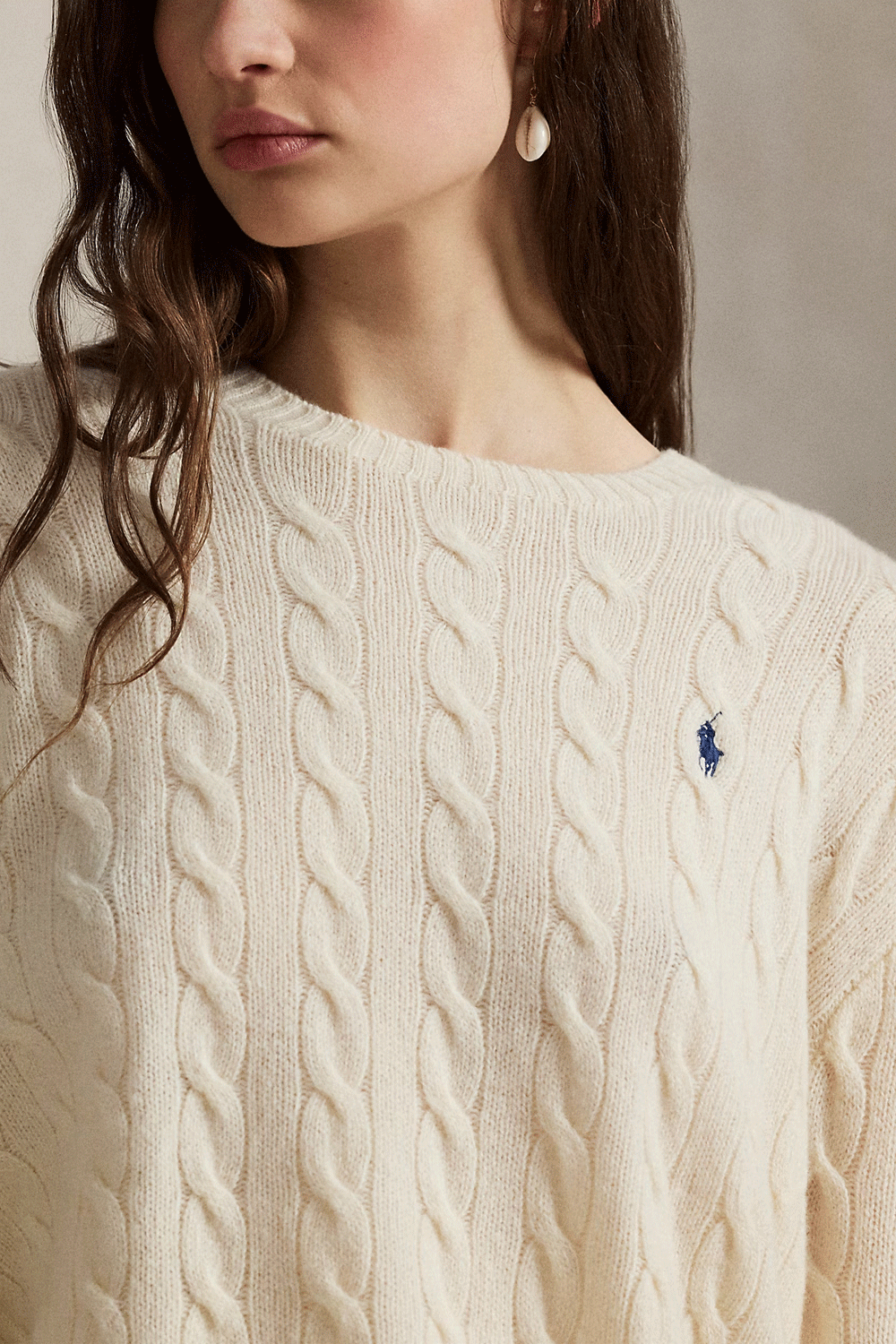 POLO RALPH LAUREN Girocollo in lana e cashmere a trecce