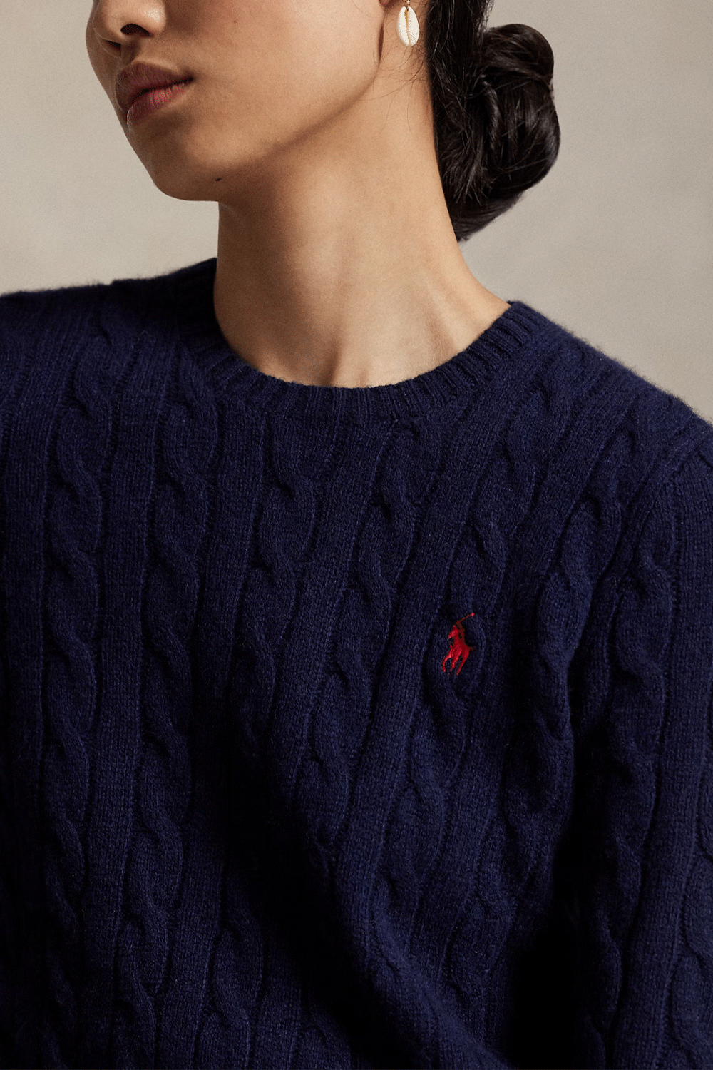 POLO RALPH LAUREN Girocollo in lana e cashmere a trecce
