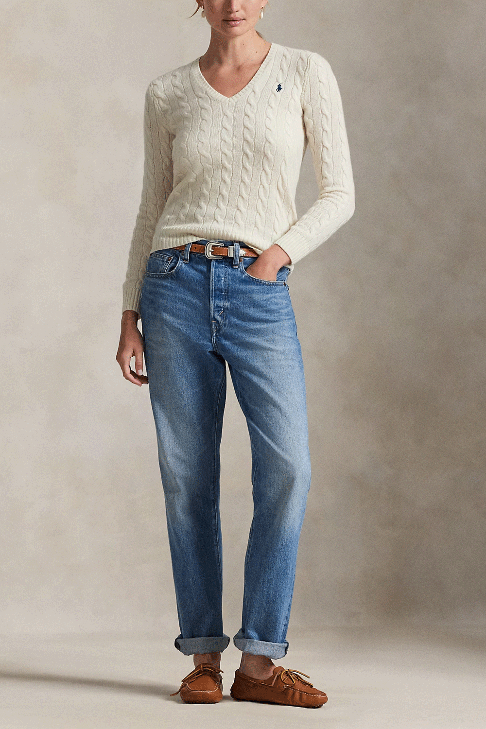 POLO RALPH LAUREN Maglia Kimberly a trecce in lana e cashmere