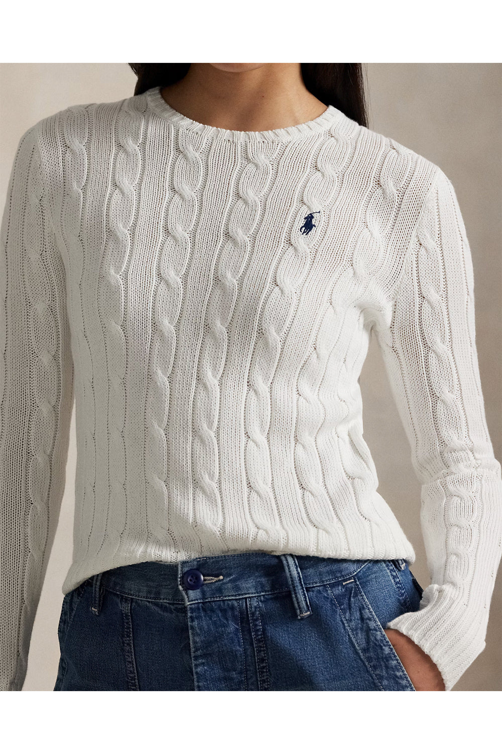 POLO RALPH LAUREN Maglia a girocollo in cotone a trecce