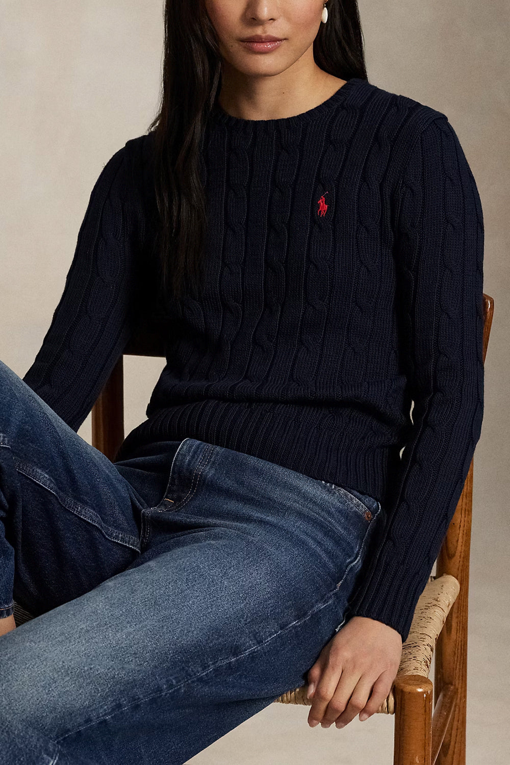 POLO RALPH LAUREN Maglia a girocollo in cotone a trecce