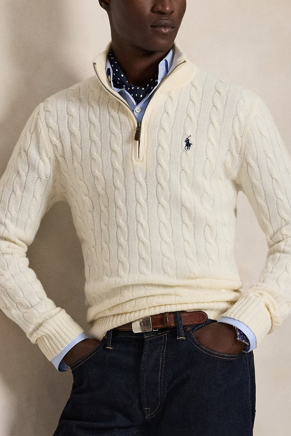 POLO RALPH LAUREN Maglia a trecce con cerniera