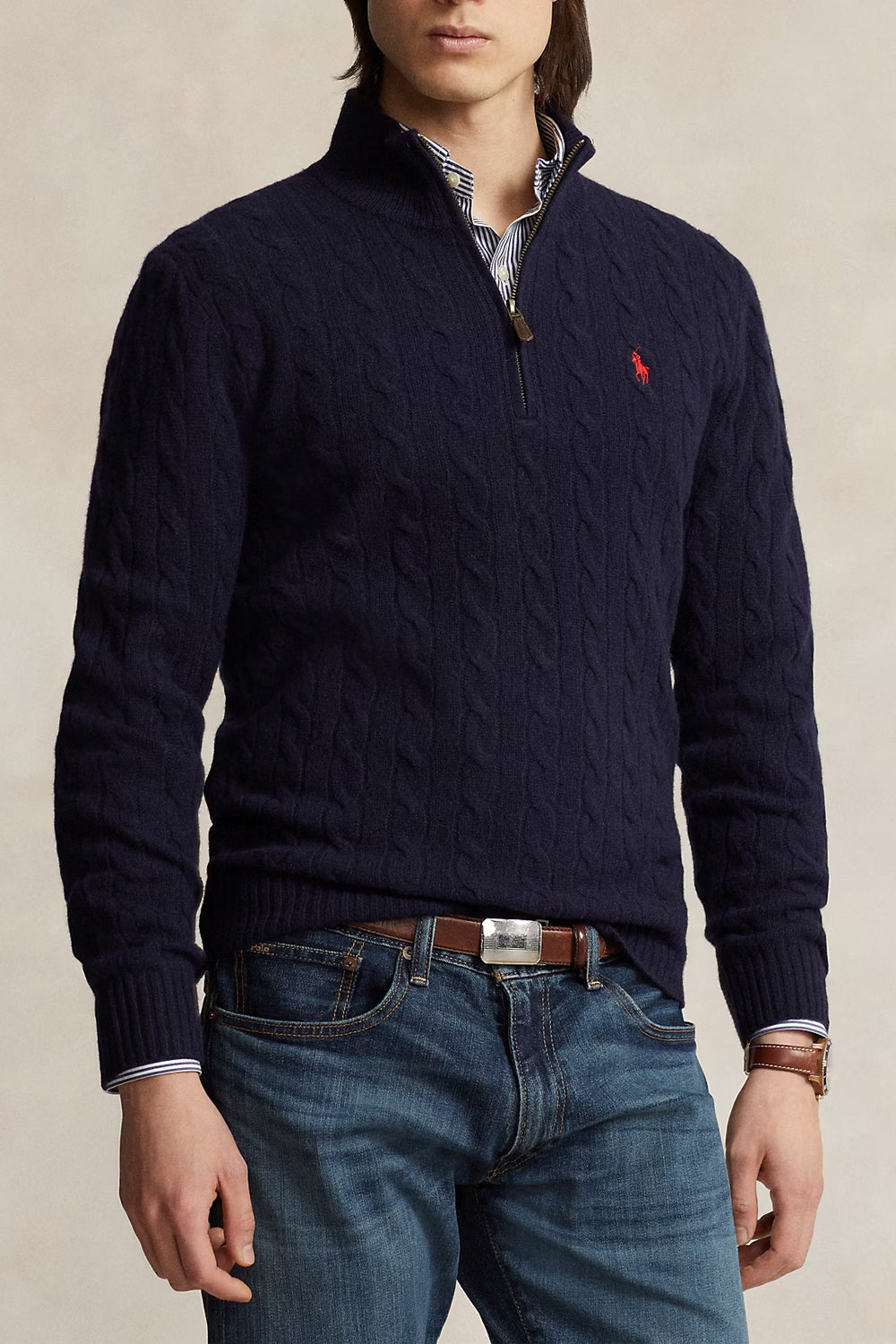 POLO RALPH LAUREN Maglia a trecce con cerniera