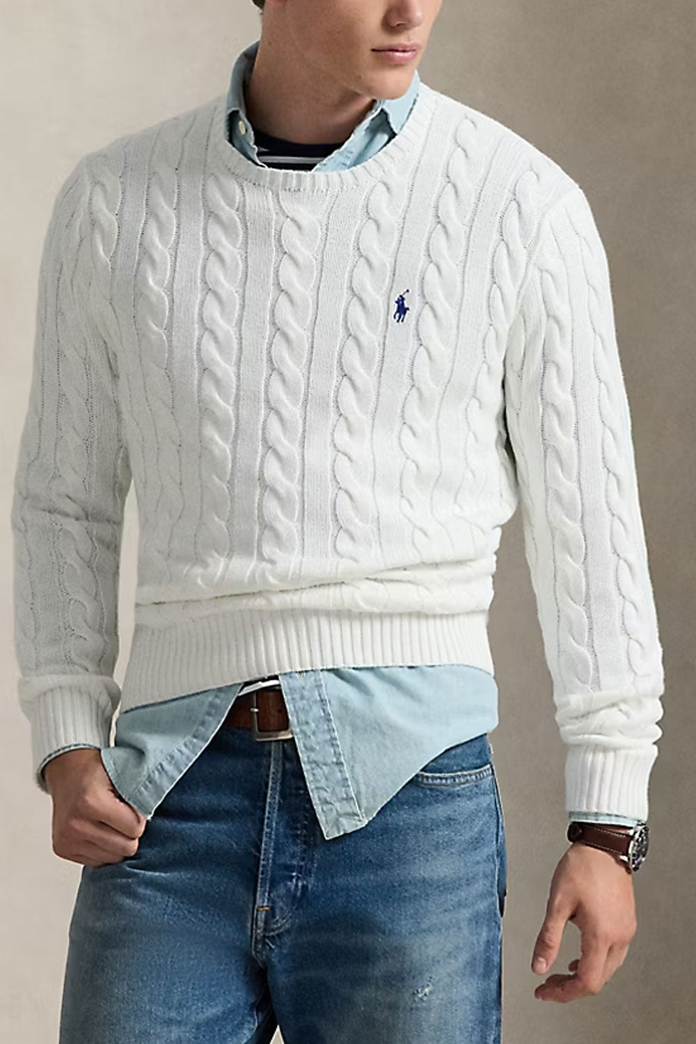 POLO RALPH LAUREN Maglia in cotone a trecce