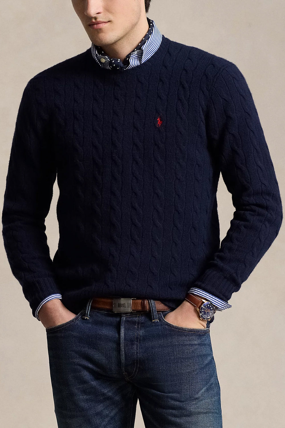 POLO RALPH LAUREN Maglia in lana e cashmere a trecce