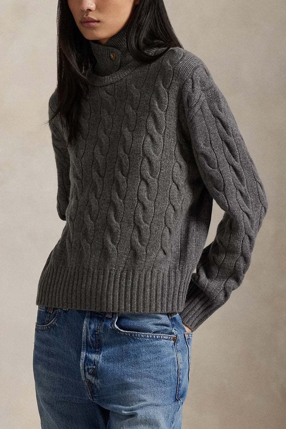 POLO RALPH LAUREN Maglia polo in lana e cashmere a trecce