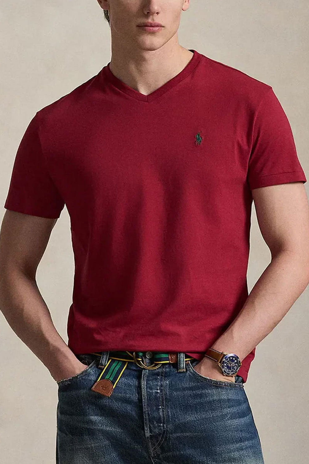 POLO RALPH LAUREN Maglietta in jersey scollo a V