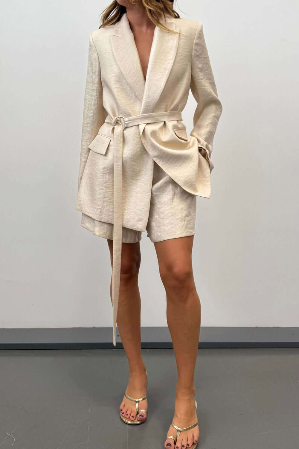 RAME Blazer laminato con cintura Uncategorized RAME