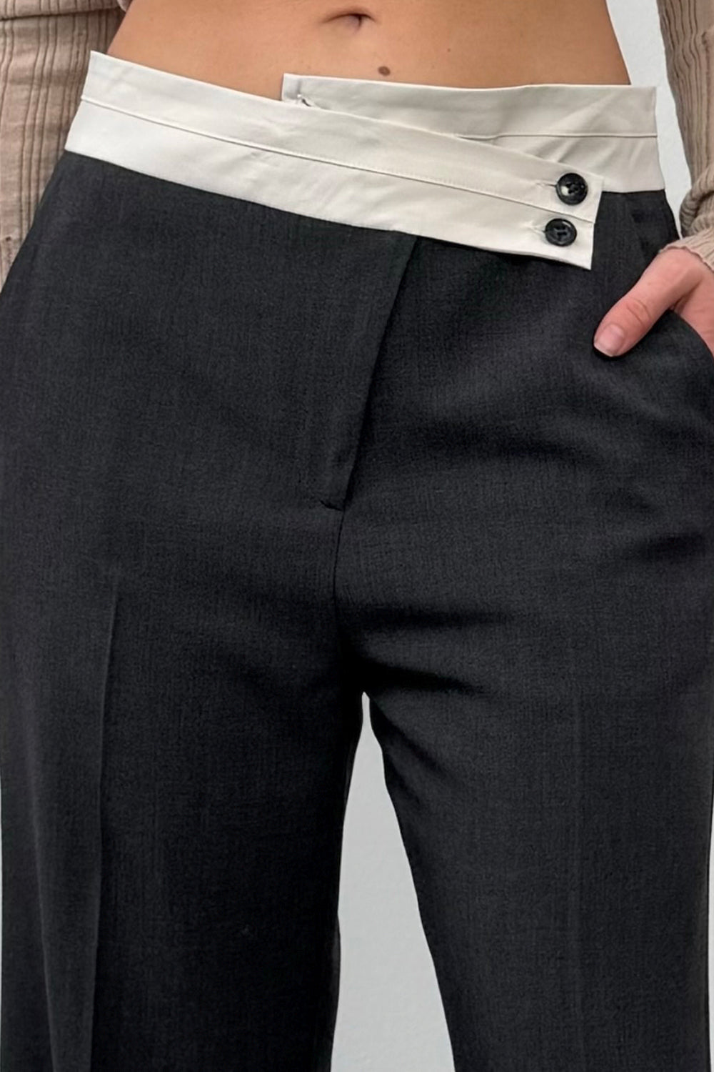 RAME Pantalone con cintura a contrasto