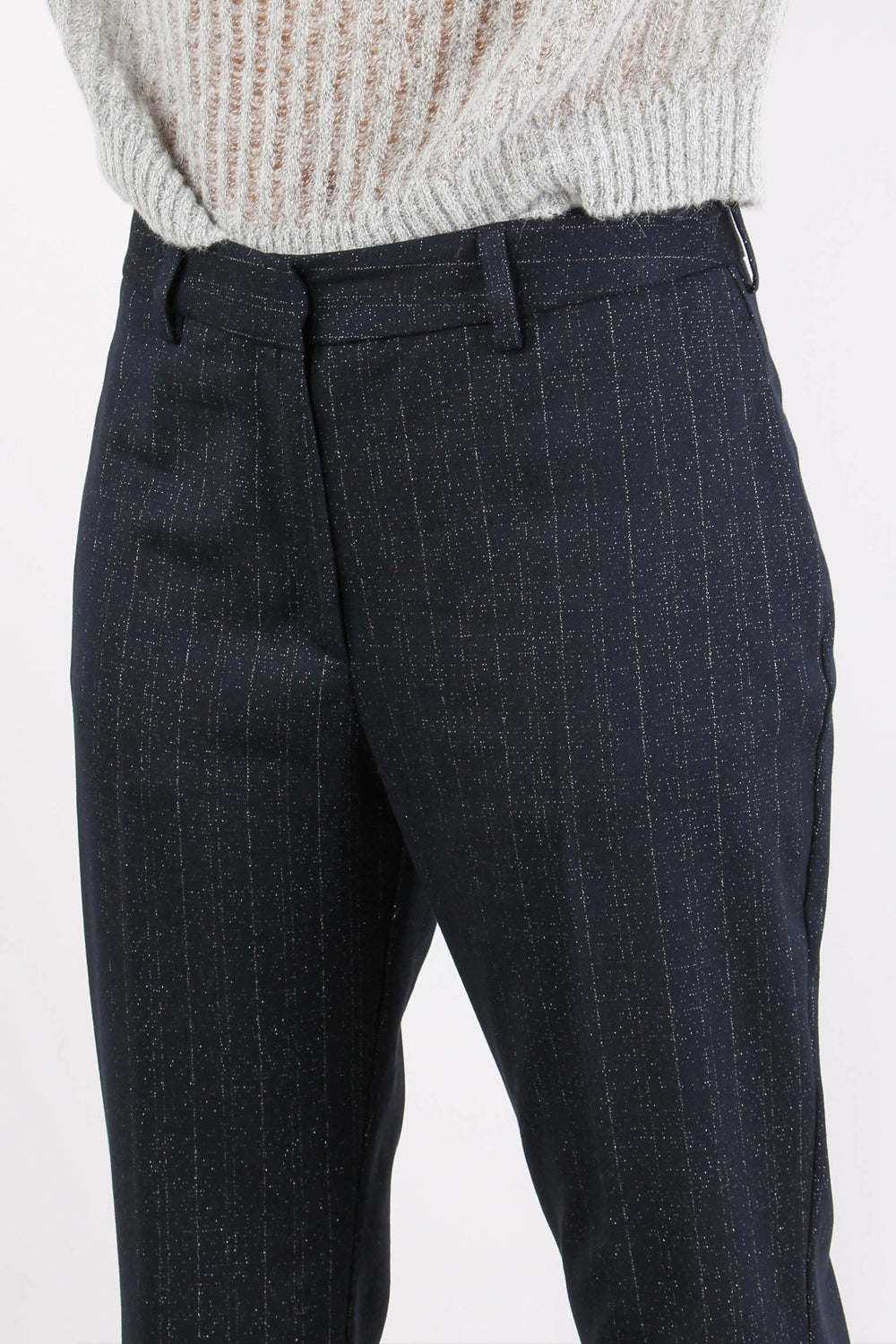 RAME Pantalone gessato con filo lurex