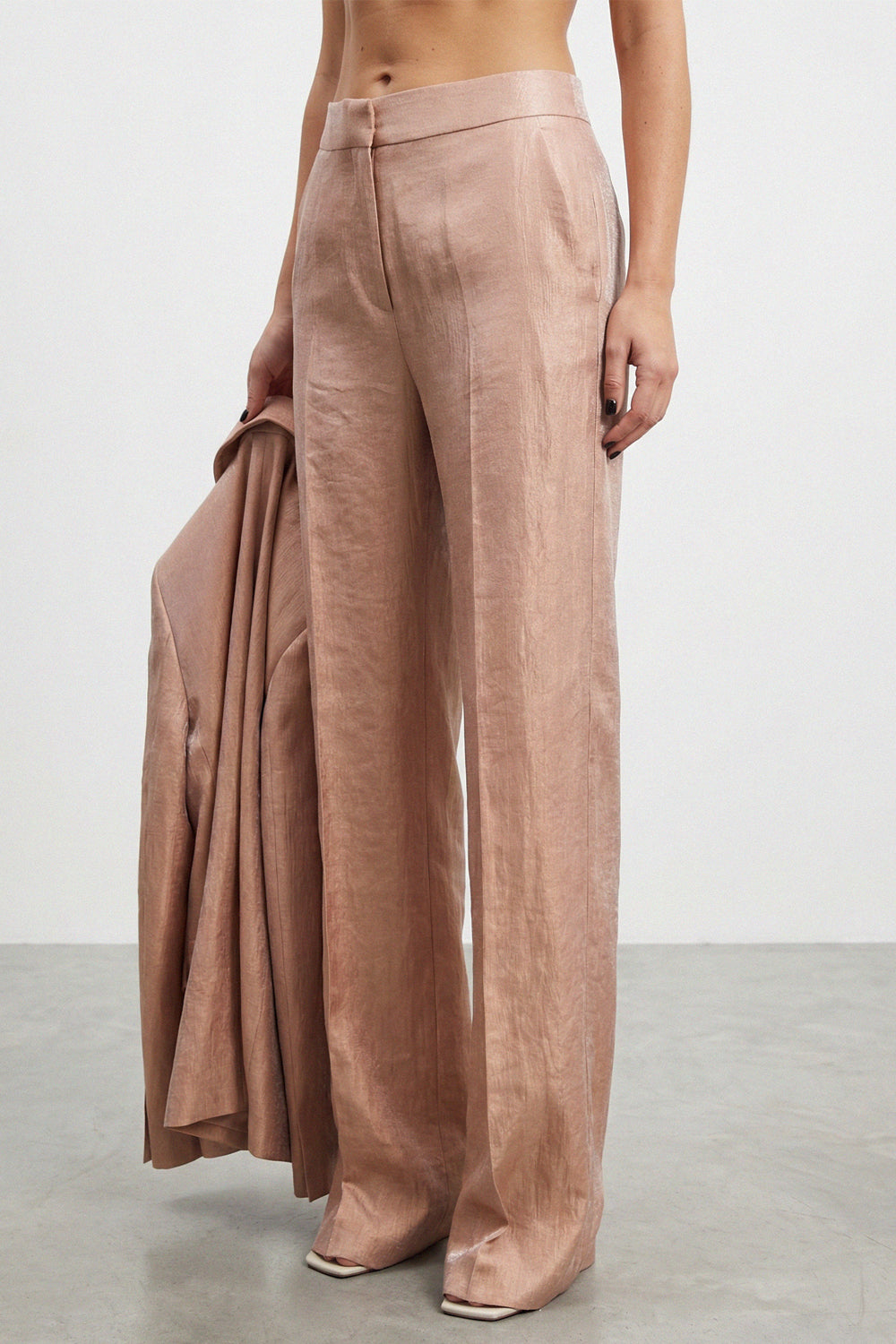 RAME Pantalone vita alta effetto shimmer