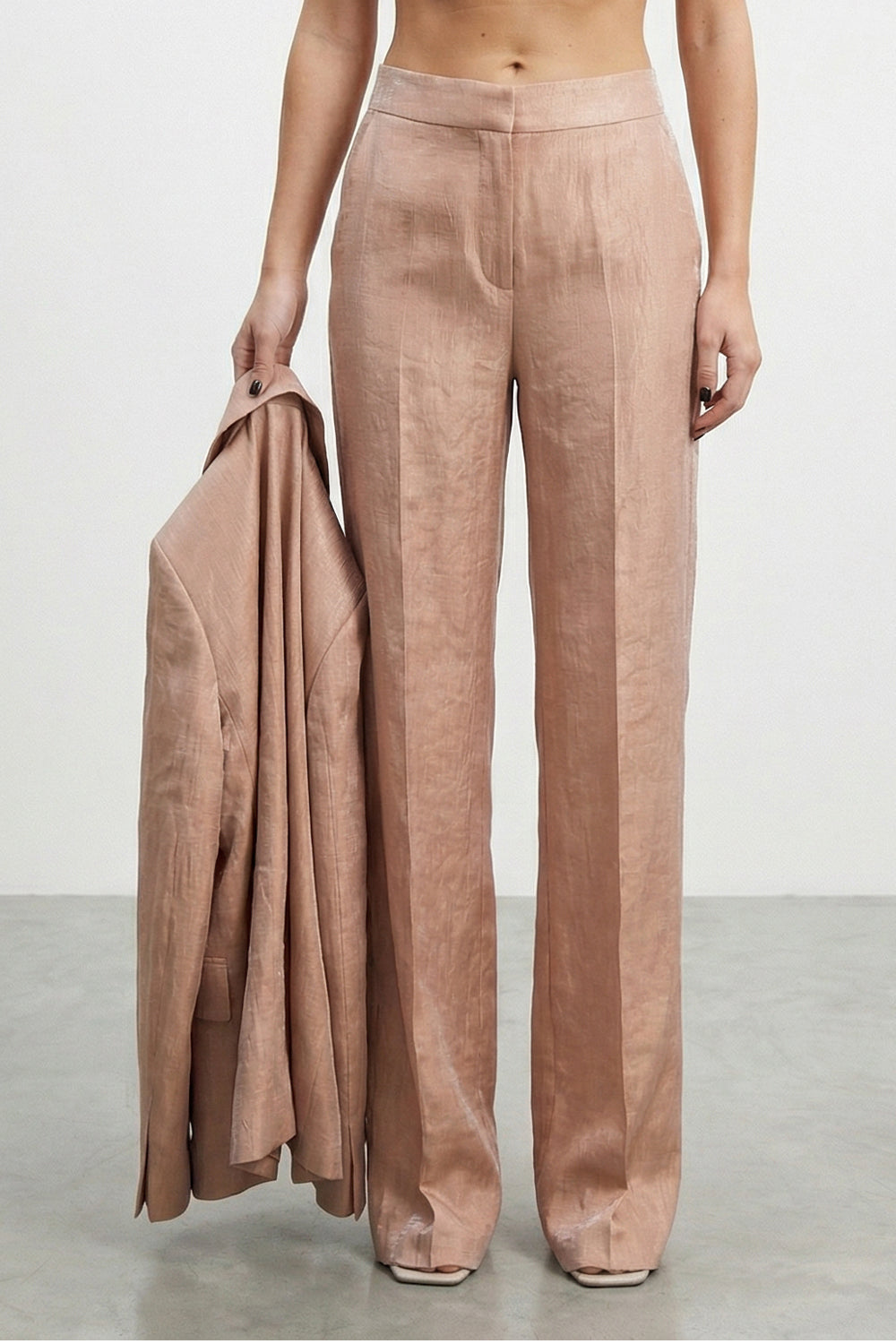 RAME Pantalone vita alta effetto shimmer