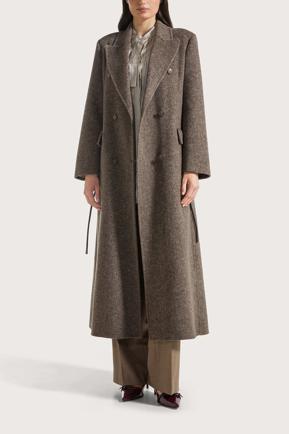 SEVENTY Cappotto lungo double misto lana con cintura