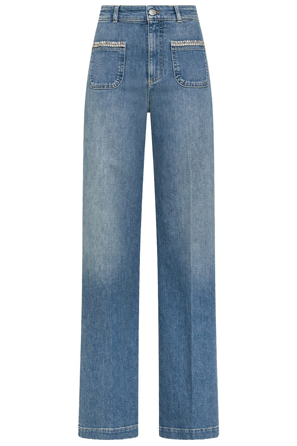 SEVENTY Jeans vita alta con dettaglio pietre