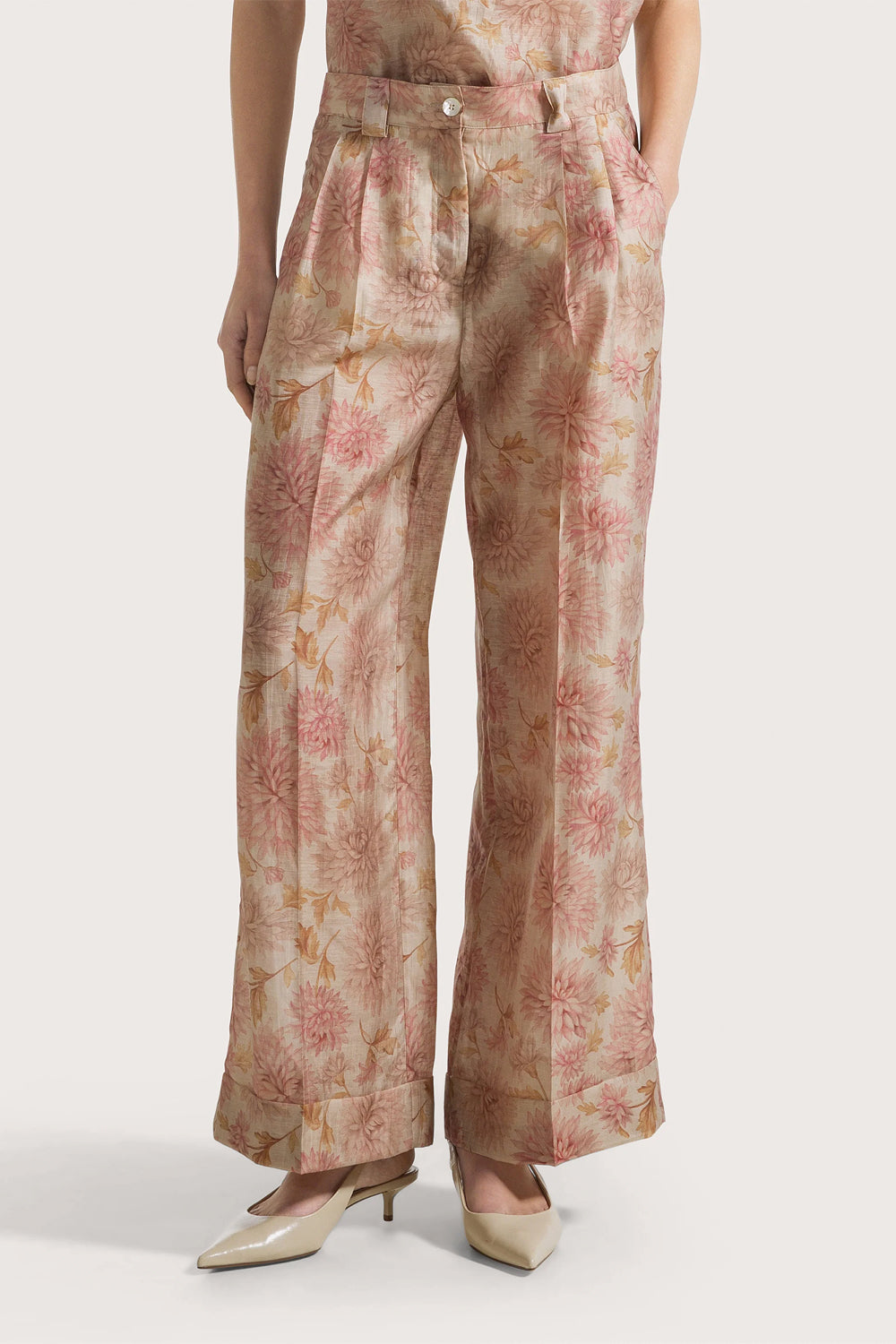 SEVENTY Pantalone ampio in organza stampata