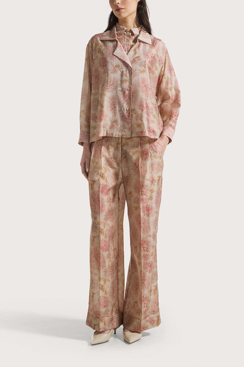 SEVENTY Pantalone ampio in organza stampata