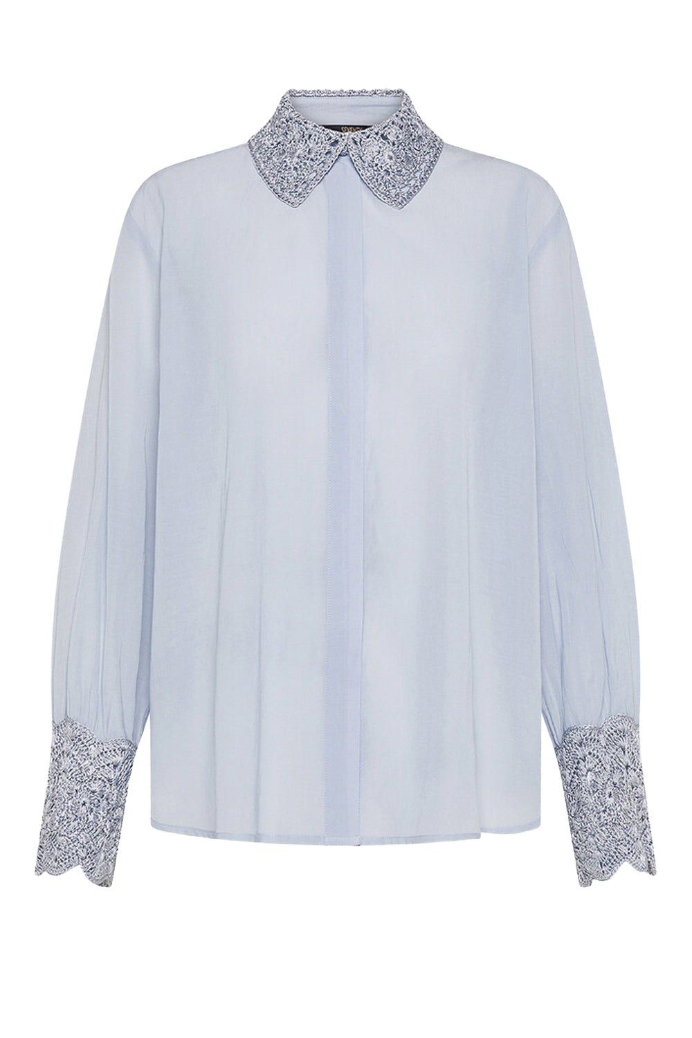 SEVENTY Camicia in cotone con particolari uncinetto