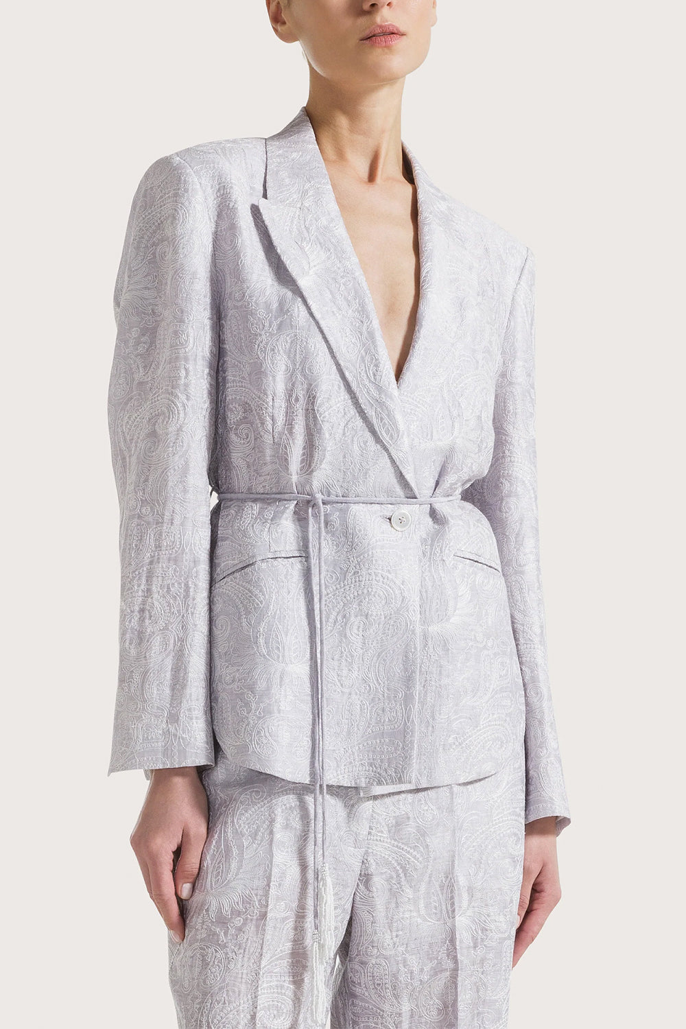 SEVENTY Giacca in organza, seta e lino ricamata