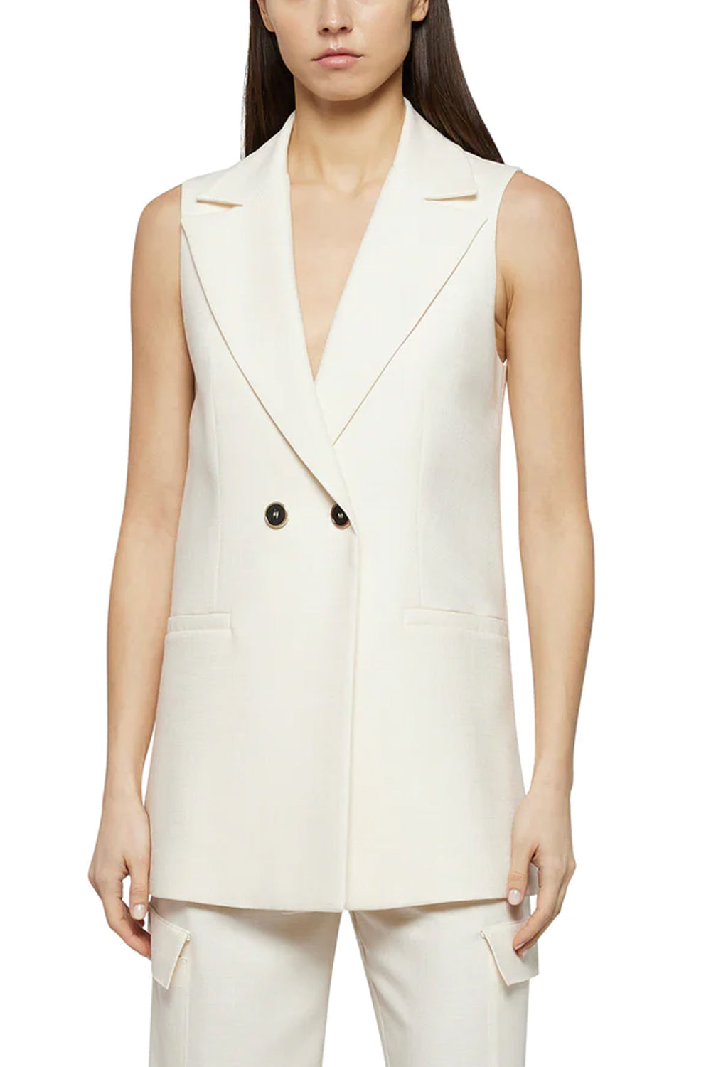 SIMONA CORSELLINI Gilet lungo con bottoni in corno