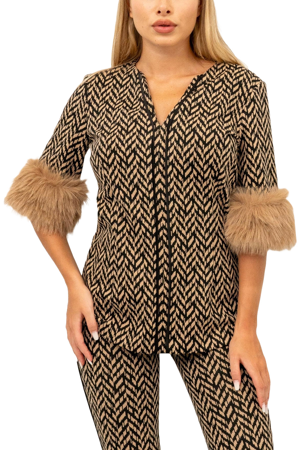 SIMONA CORSELLINI Maglia con manica in ecofur