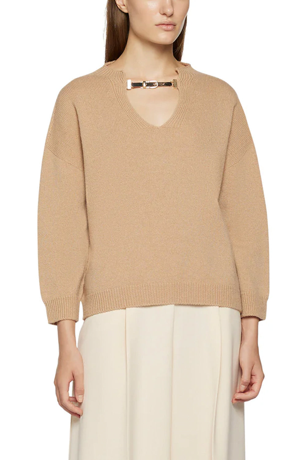 SIMONA CORSELLINI Maglia scollo a v con inserto in metallo Uncategorized SIMONA CORSELLINI