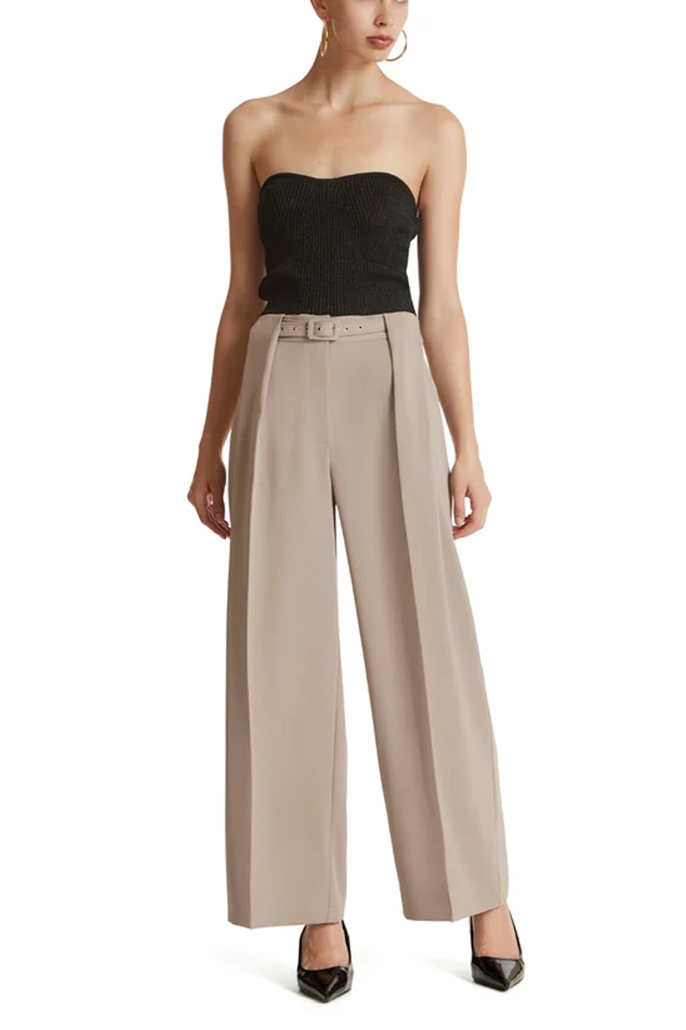SIMONA CORSELLINI Pantalone palazzon con pences