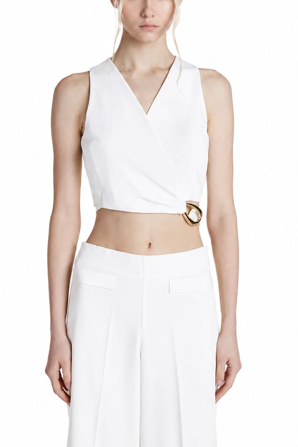 SIMONA CORSELLINI Top cropped con fibbia oro